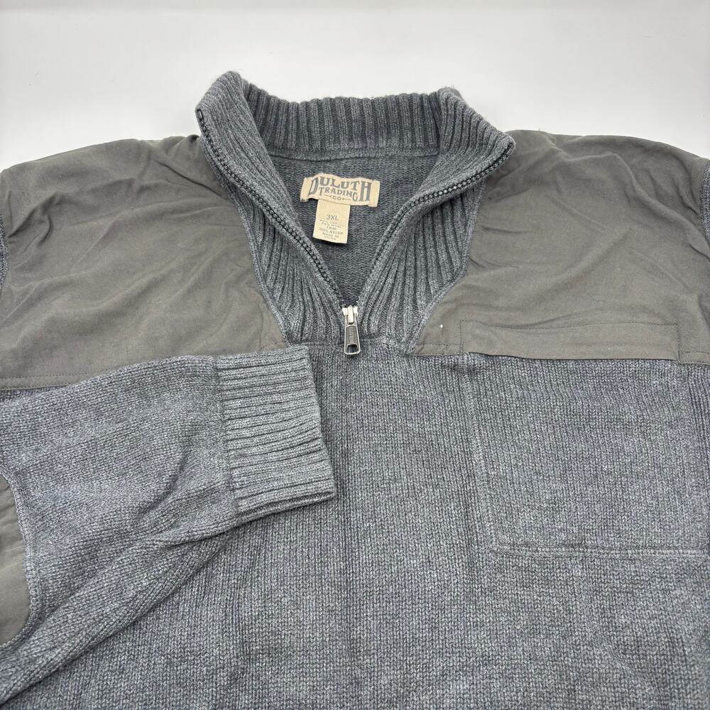 Duluth Mens 3XL Gray 1/4 Zip Thick Cotton Wool Blend Commando Knit‎ Sweater